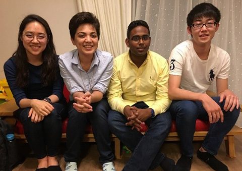 (from left) Ito, Goodman, Sobha and Naoki Kobayashi, a participating Tokyo Tech student