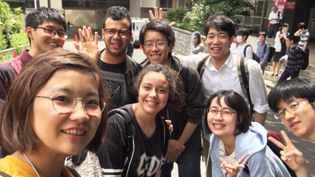 Campus tour organized by outbound program student Takahashi (front left)