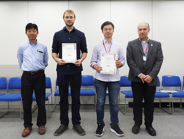 Recipients of the Best Poster Award (center) with Tokyo Techʼs Yamaguchi (left) and Lund Universityʼs Lipnizki (right)