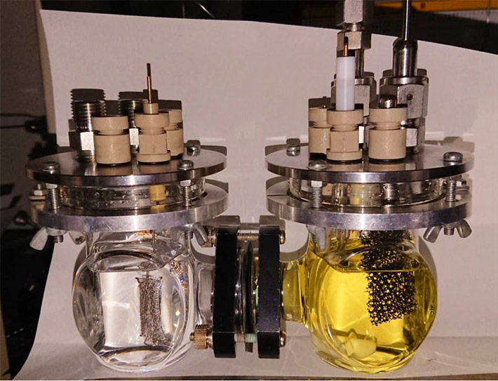 Figure 1. Photograph of the experimental setup for bulk electrolysis