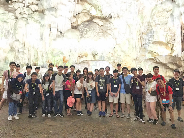 In a grotto at Ha Long Bay