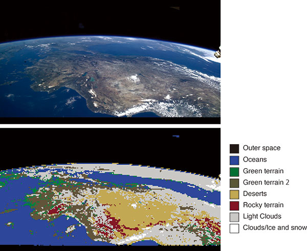 Example of vegetation/land-use identification using an Earth image from the ISS