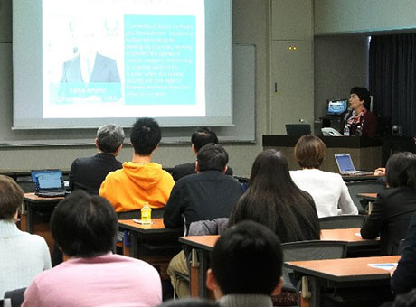 Hayward delivering her talk