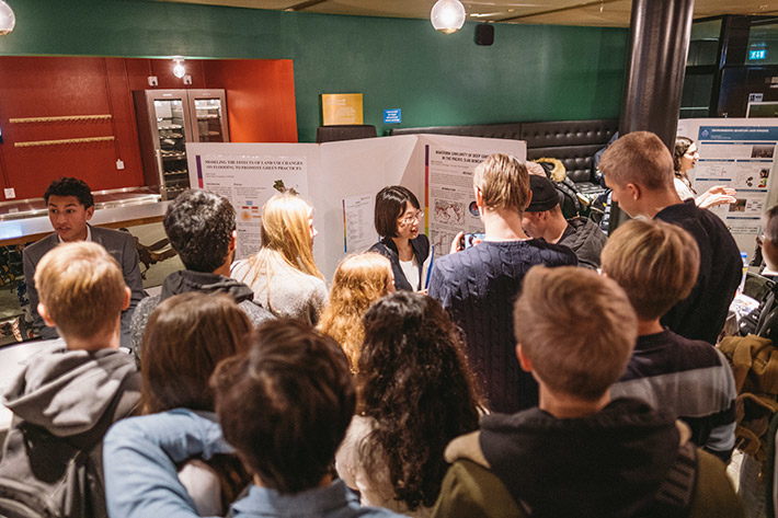 Tsuchiyama busy at poster session. Photo courtesy of Japan Prize Foundation