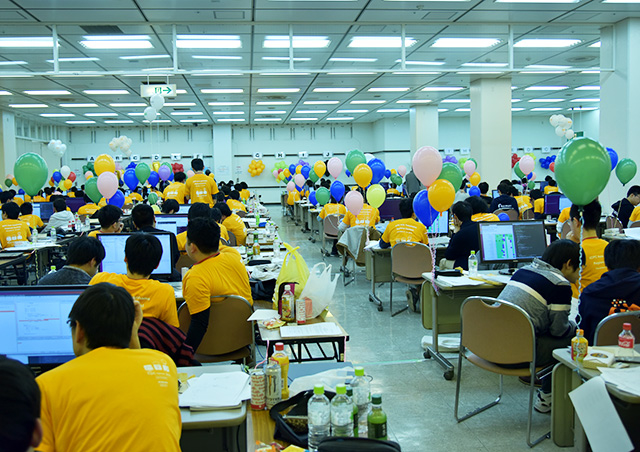 Team 60odnight (front right in left photo) in action at Asia regionals in Yokohama