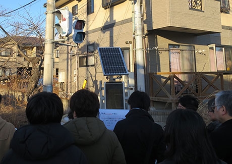 Participants checking radiation monitoring post