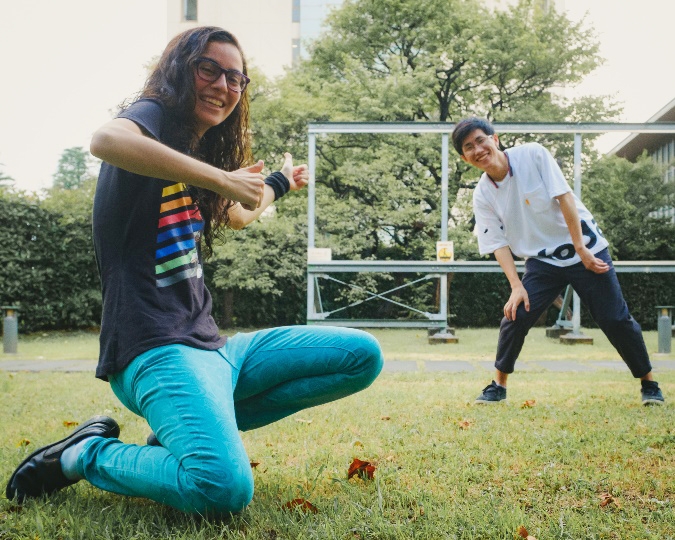 Olga (left) with Tokyo Tech tandem partner Yaoki