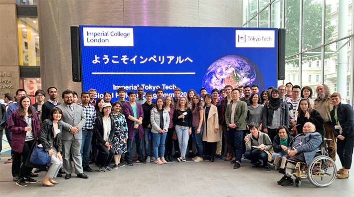 Gathering at entrance hall of Imperial College London