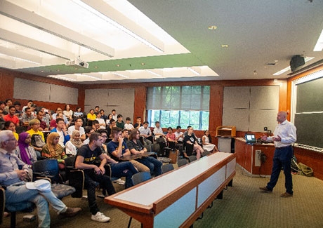 MIT's Prof. Frey welcoming students