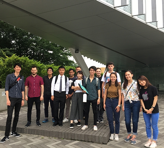 In front of library during Ookayama Campus tour