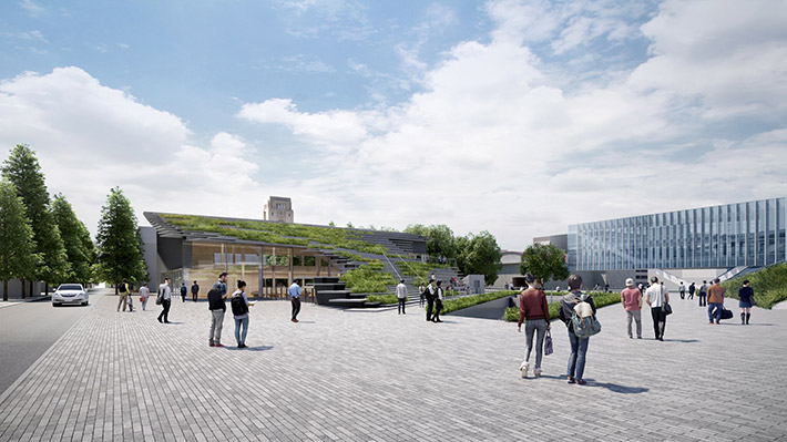 Taki Plaza exterior after completion Image courtesy of Kengo Kuma and Associates