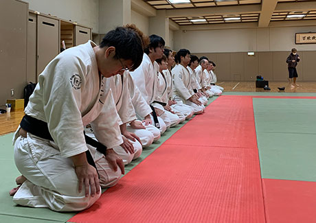 Practicing judo etiquette and learning some moves