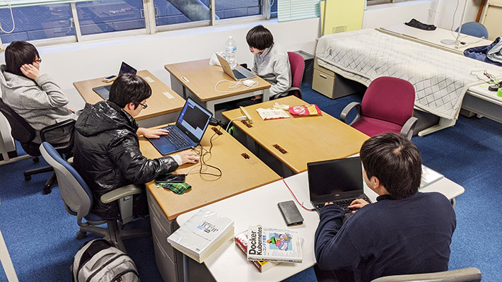 Tokyo Tech team members focused