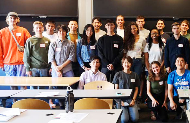 Sato (far left in front row) during the New Semester Orientation