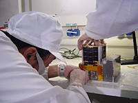 Tokyo Tech LSS students prepare the world's first nanosatellite CUTE-I for its launch in Russia
