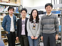 LSS members (from left to right), Project Leader Kyohei Akiyama, Group Leader Junichi Nishida, Tao Meng, Associate Professor and LSS Director Saburo Matunaga.