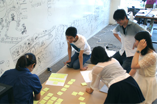 Using the space on the floor to brainstorm