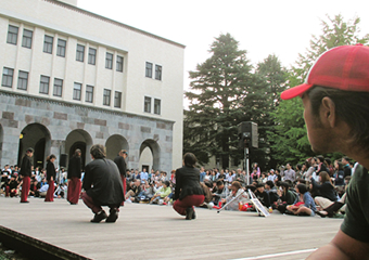 Demos by Institute clubs in front of the Main Building