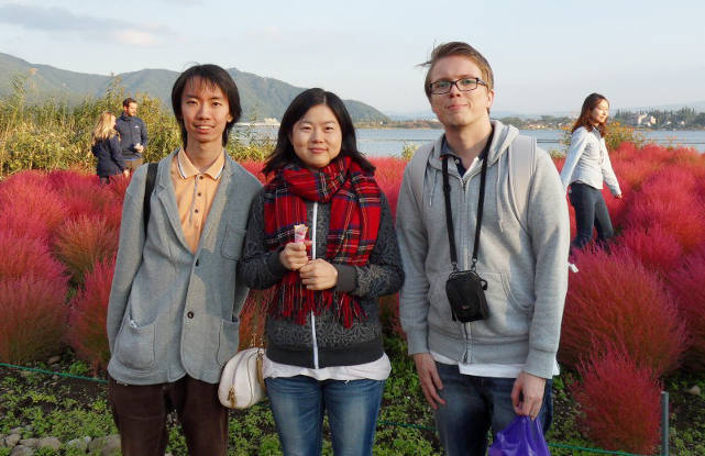 At Lake Kawaguchi with lab mates