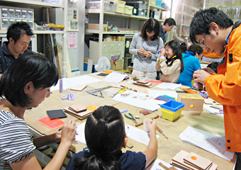 Participants creating kaleidoscopes