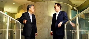 President Kazuya Masu in conversation with Professor Akira Ikegami