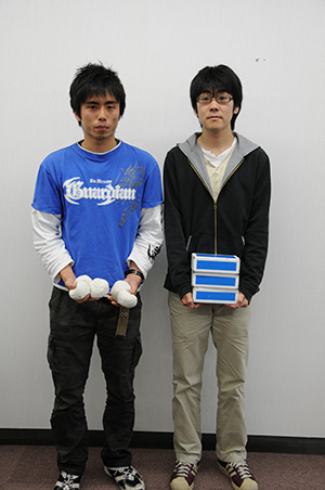 JugTech members Takayuki Sugiura (right) and Maho Watanabe