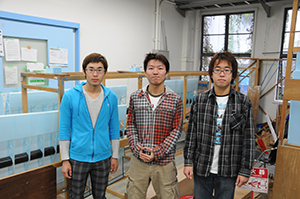 From left: Sho Miyamoto, Shogo Kadonishi, Tomohiro Oya