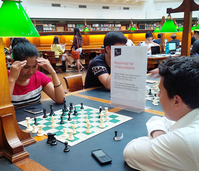 Chess corner in the library