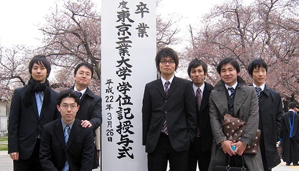 At graduation, taking their first steps on separate paths