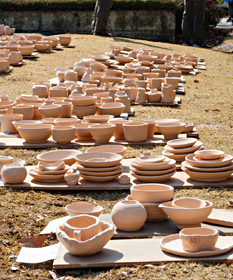 Students' artwork after biscuit firing