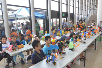 Children and their rooster robots