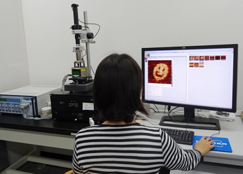 Viewing a smiley created by DNA origami through an atomic force microscope