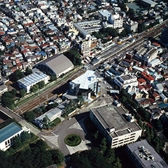 Centennial Hall (center of the picture), aerial view, 1987