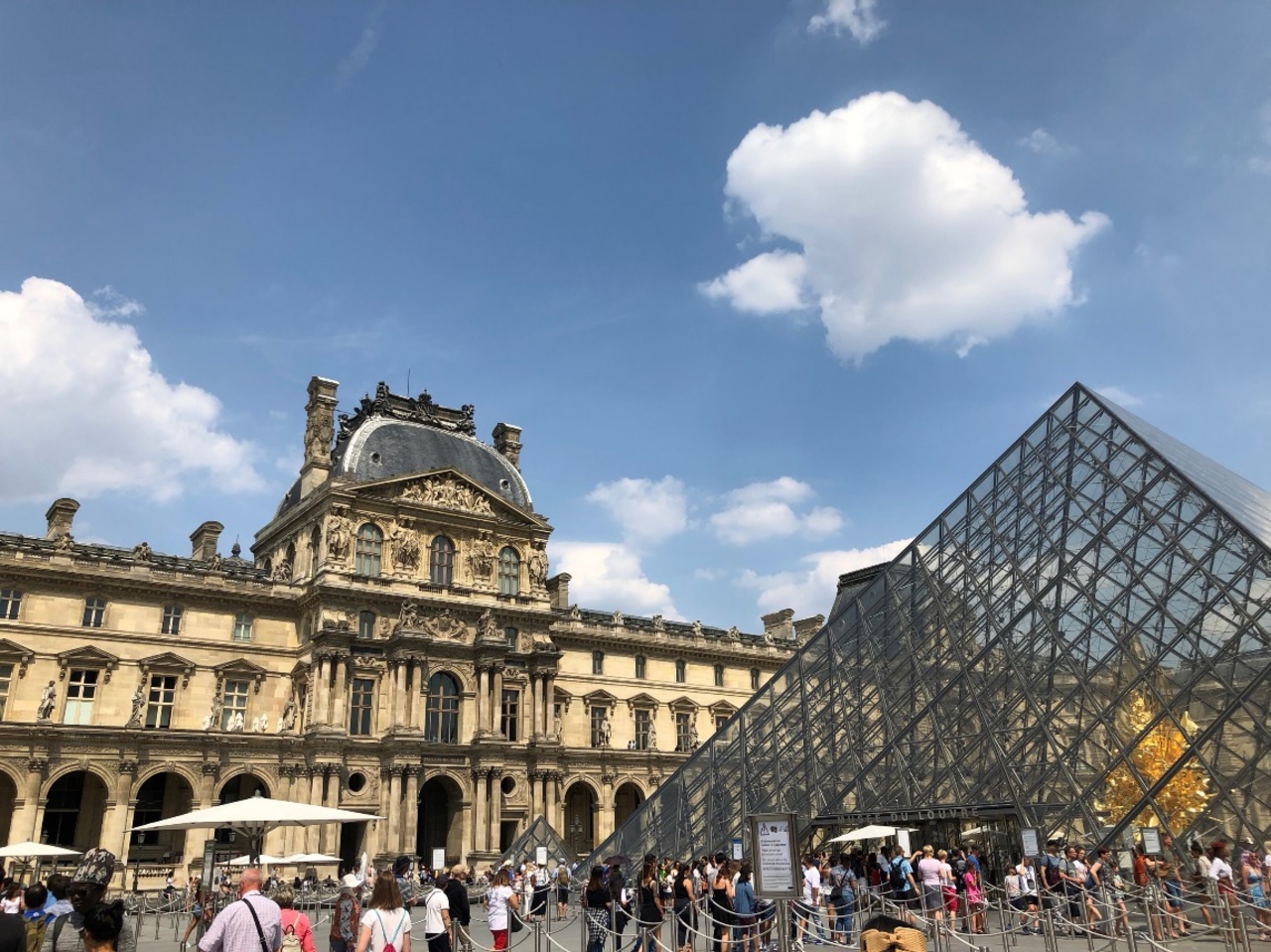 The Louvre museum crowded with people on a weekend