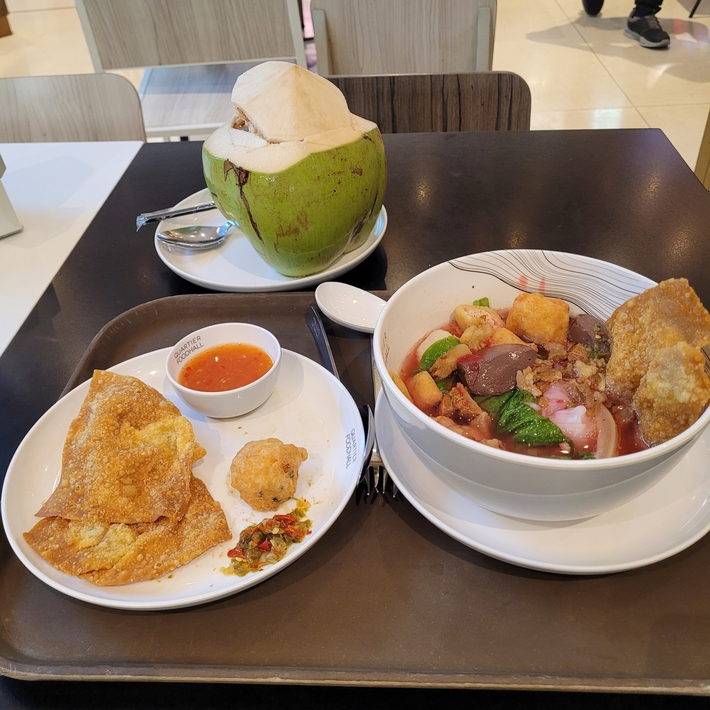 Thai food with Coconut Water