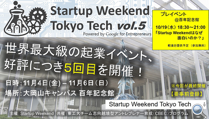 tartup Weekend Tokyo Tech vol.5 フライヤー