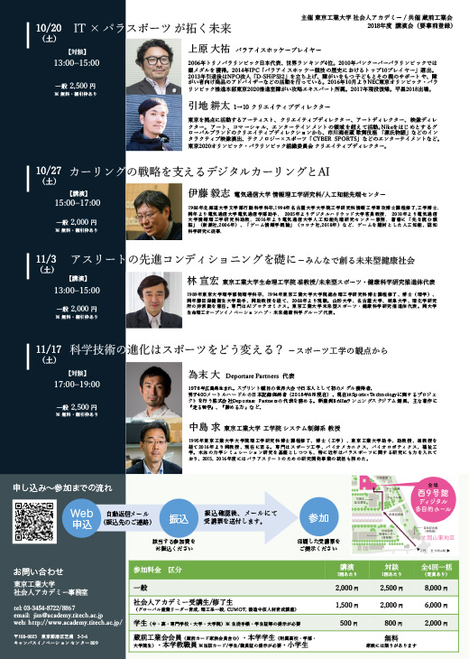 2018年度講演会「科学・技術で進化する、スポーツの世界」 ポスター 裏