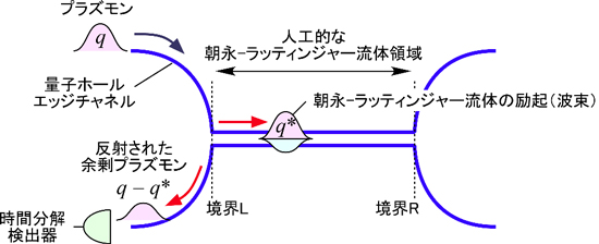 量子ホールエッジチャネル用いた人工的な朝永-ラッティンジャー流体の模式