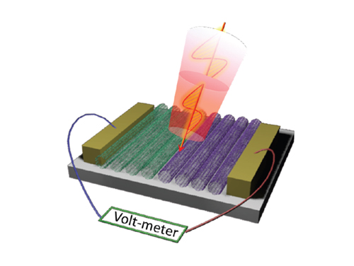 カーボンナノチューブ薄膜による室温テラヘルツ波検出の概念図