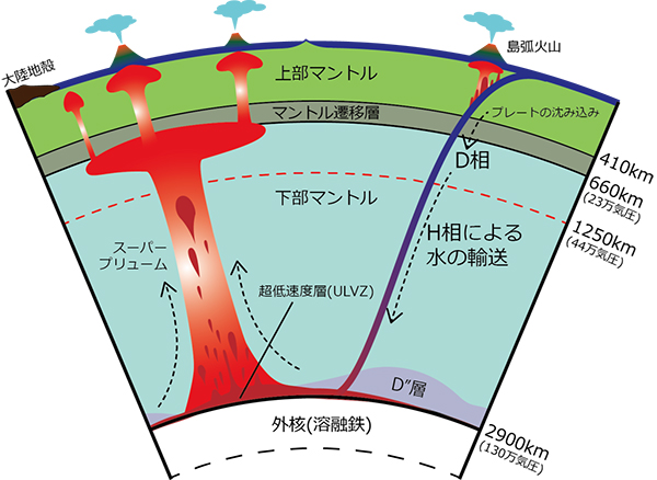 地球内部構造と地球深部への水の輸送