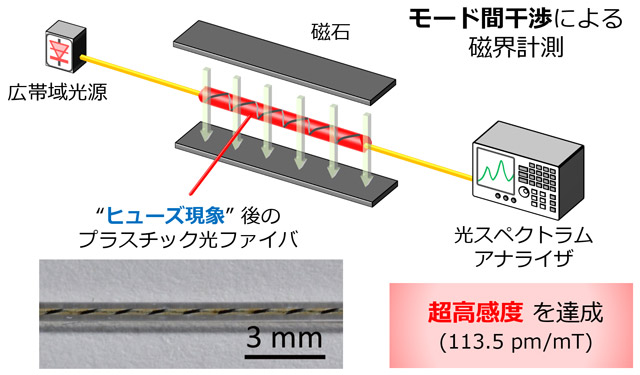 光ファイバーを用いた超高感度な磁界計測に成功