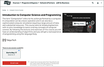 英語版「Introduction to Computer Science and Programming」の登録画面