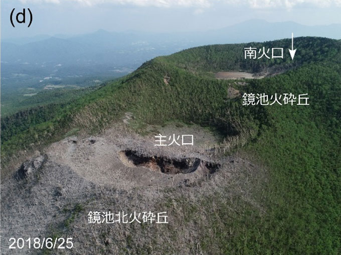 ドローンを用いて撮影した噴火後の本白根山の主火口