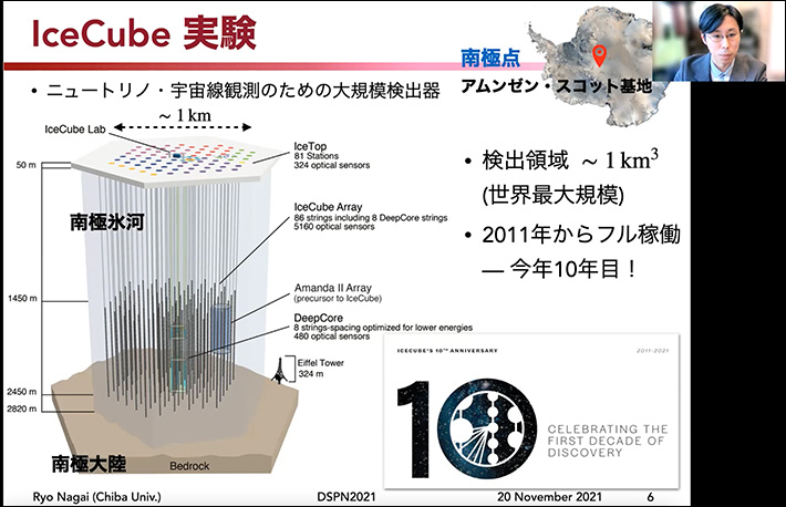 後期1日目：南極氷河を用いた「IceCube実験」について講演する永井特任助教