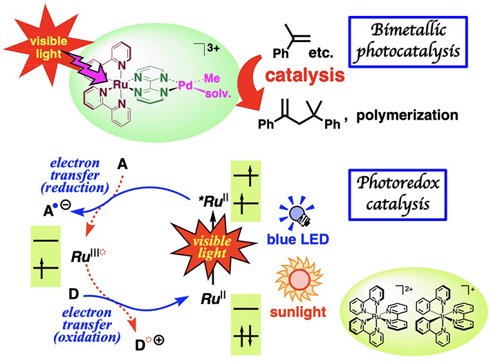 二核光触媒（上）とフォトレドックス触媒（下）