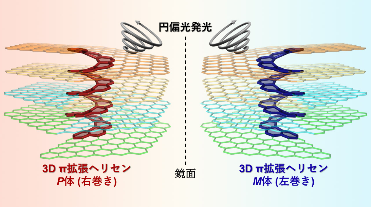 優れた円偏光発光特性を有するらせん状分子の合成に成功