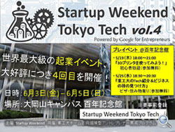 Startup Weekend Tokyo Tech vol.4 【6/3～5開催、プレイベント5/19・5/25】