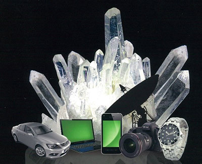 水晶と水晶デバイス搭載製品（出典：QIAJ，「水晶デバイスの解説と応用」）