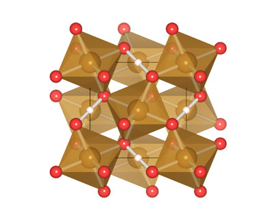 新しいパイライト型水酸化鉄（FeOOH）の結晶構造