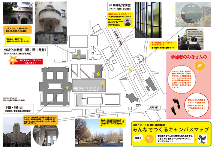 参加者の方々が選ぶキャンパスのおすすめスポットをまとめた「みんなでつくるキャンパスマップ」